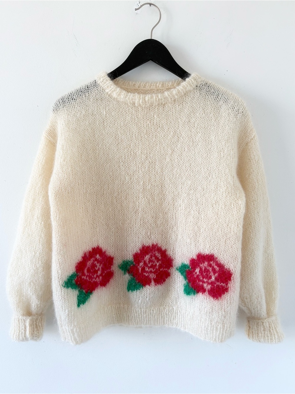 Vintage Crewneck Sweater with Roses